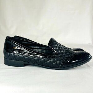 Franco Sarto Black Patent Quilted Loafers – Size 7.5